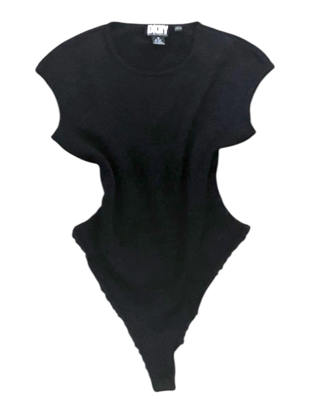 DKNY Donna Karan New York 1998 Cap Sleeve Wool Thong Bodysuit w/Lace Trim Sz M 🦄